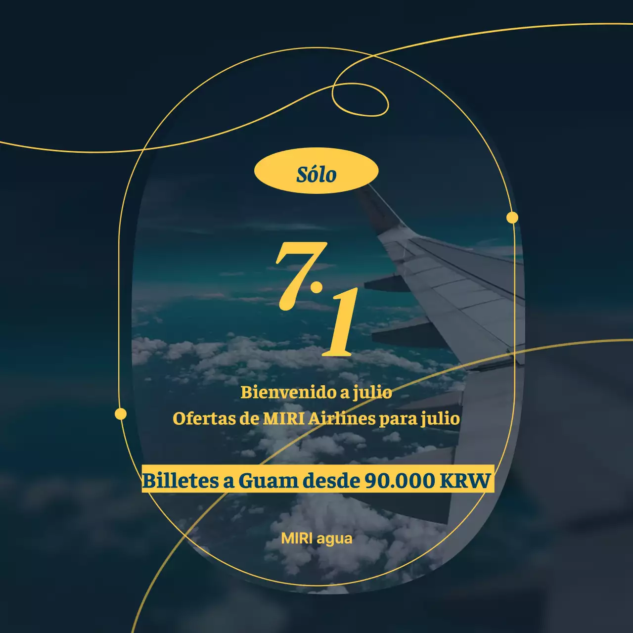 Promocione las mejores ofertas de vuelos en los colores de moda: azul marino y amarillo.