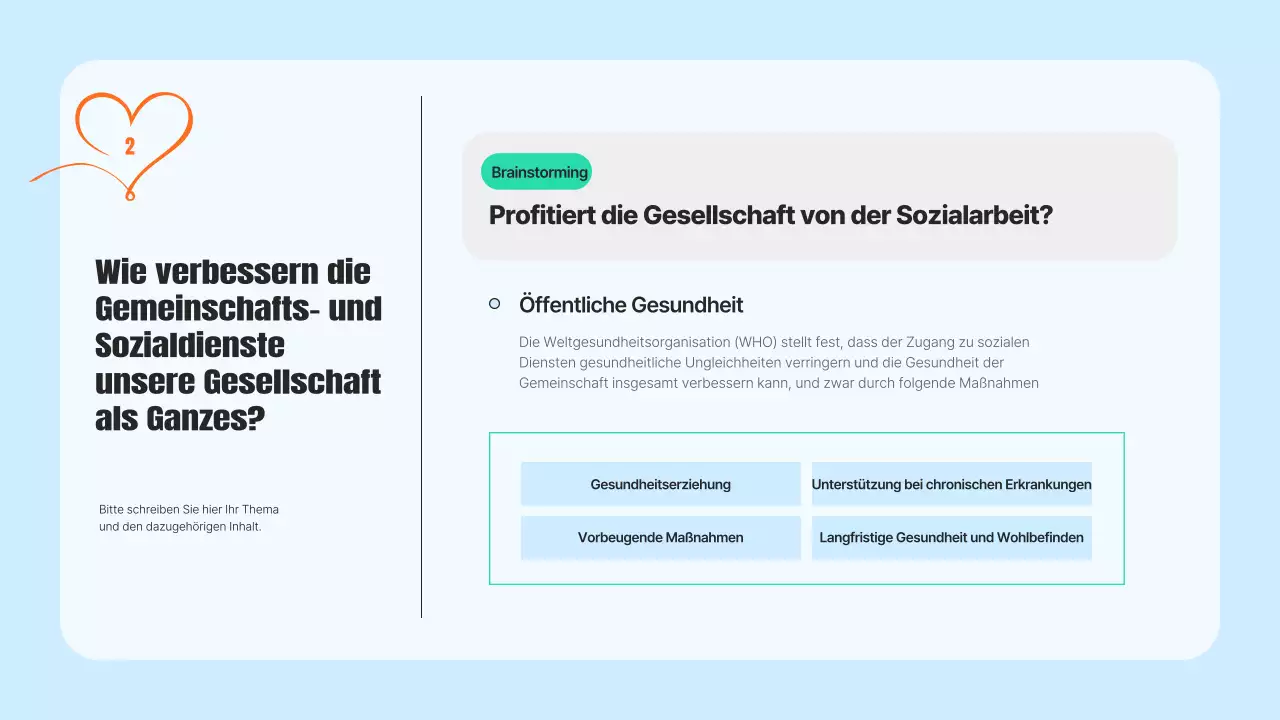 Ein moderner Zivildienstprospekt in Hellblau und Orange