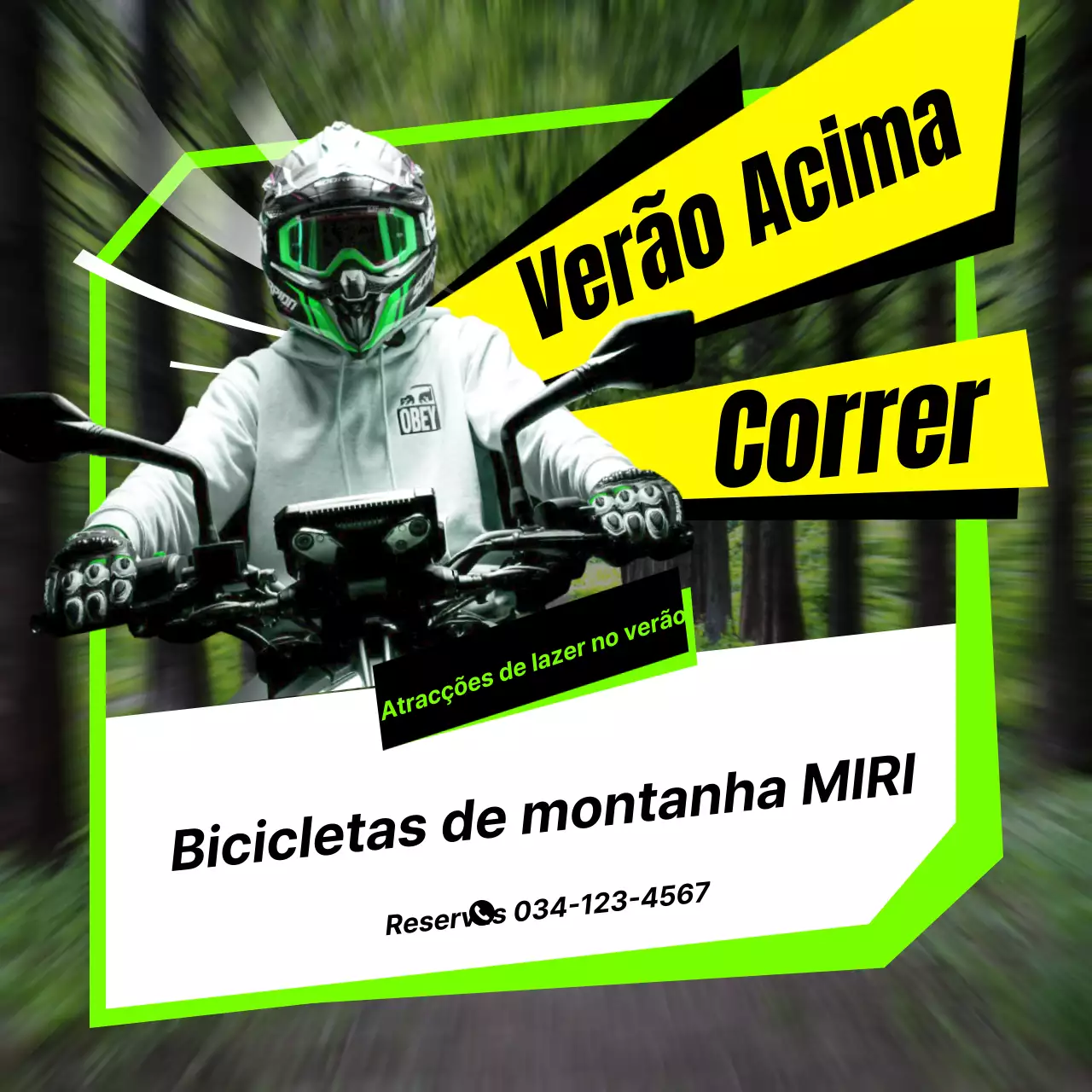 Promover actividades de ciclismo de montanha em amarelo kitsch e chartreuse