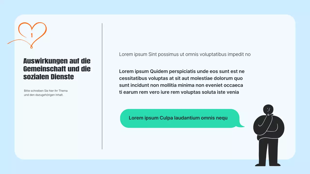 Ein moderner Zivildienstprospekt in Hellblau und Orange