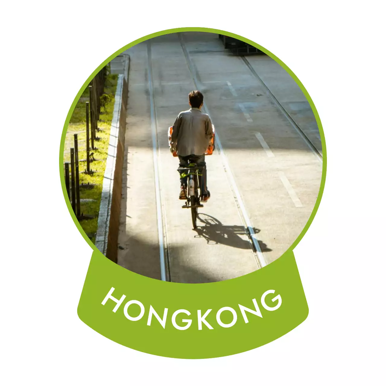 Gestaltung mit einem Landschaftsfoto in einem Schneekugelrahmen