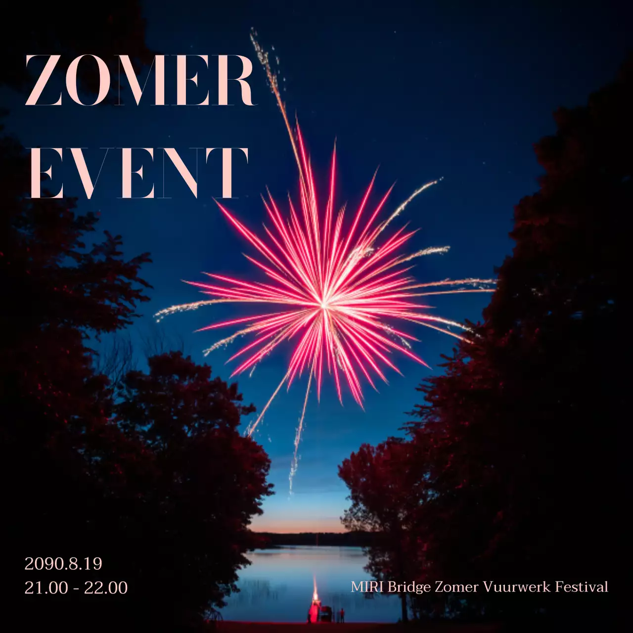 Een eenvoudig zomeravondfeest in marineblauw en roze