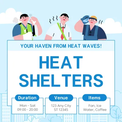Blue Simple Heat Shelters Announcement Social Media Post