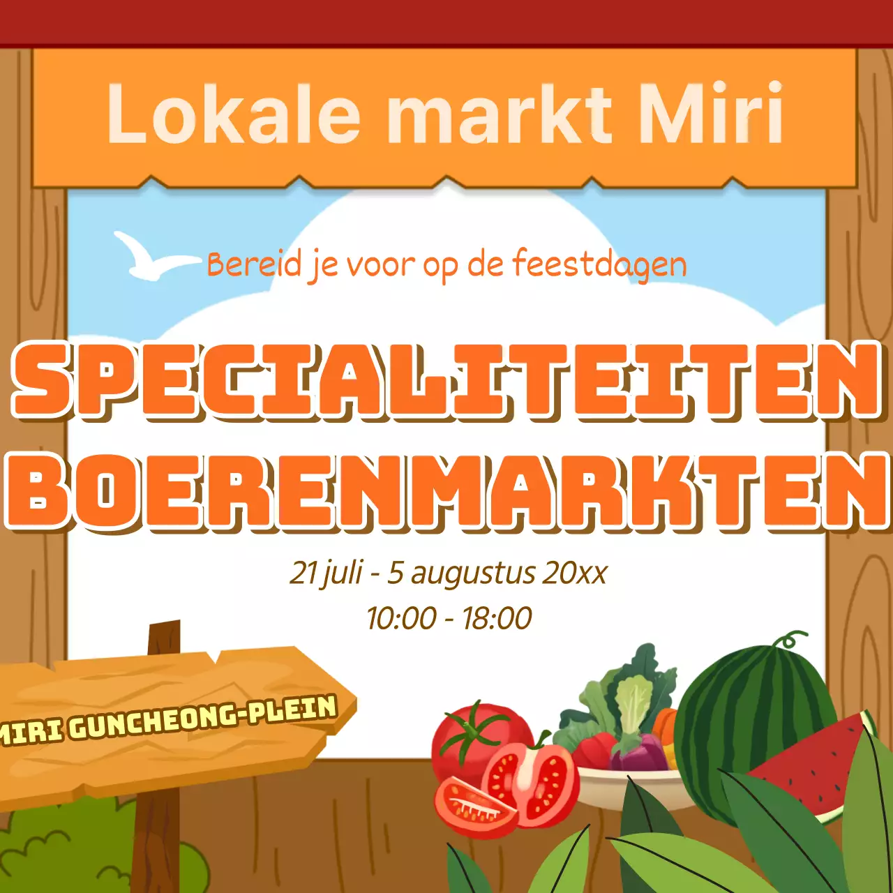 Promoot je oranje en bruine boerenmarkt