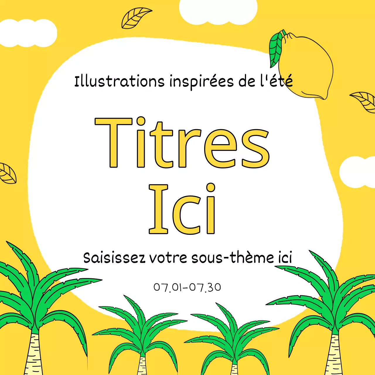 Promouvoir un événement jaune et vert de bienvenue à l'été