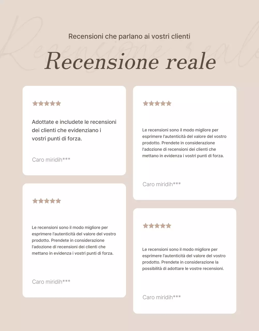 Promuovete la vostra pagina di recensioni di gioielli in marrone e beige