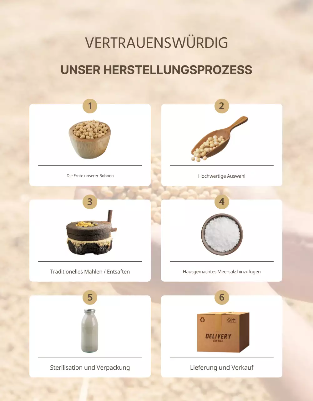 Werbung für Sojamilch im modernen Stil in Beige und Khaki