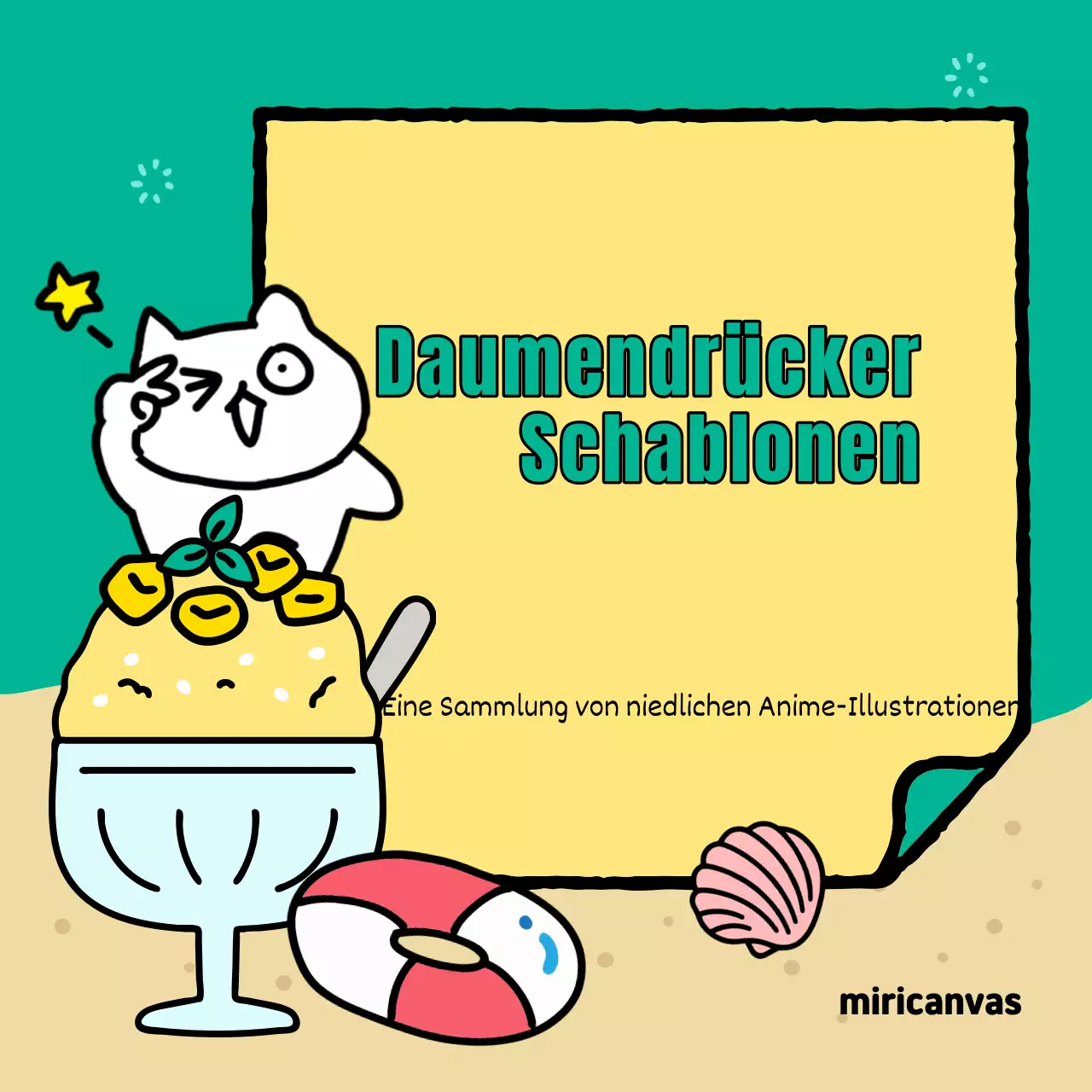 Eine niedliche Sammlung von Sommertiteln in Grün und Gelb