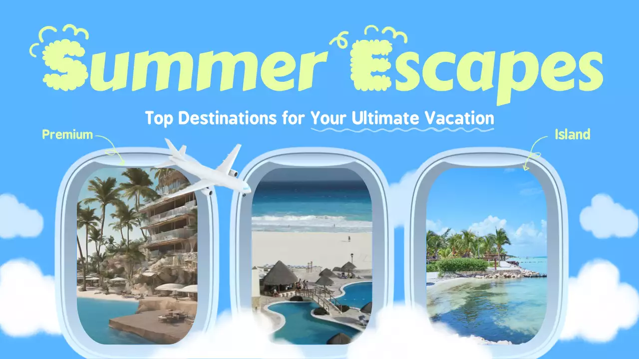 Blue Trendy Vacation Promotion YouTube Thumbnail