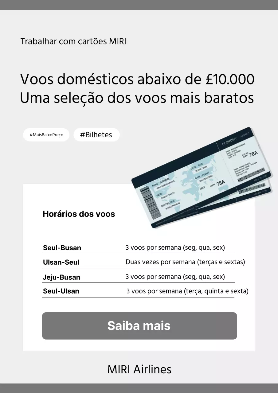 Um anúncio simples a cinzento e preto de uma companhia aérea de baixo custo