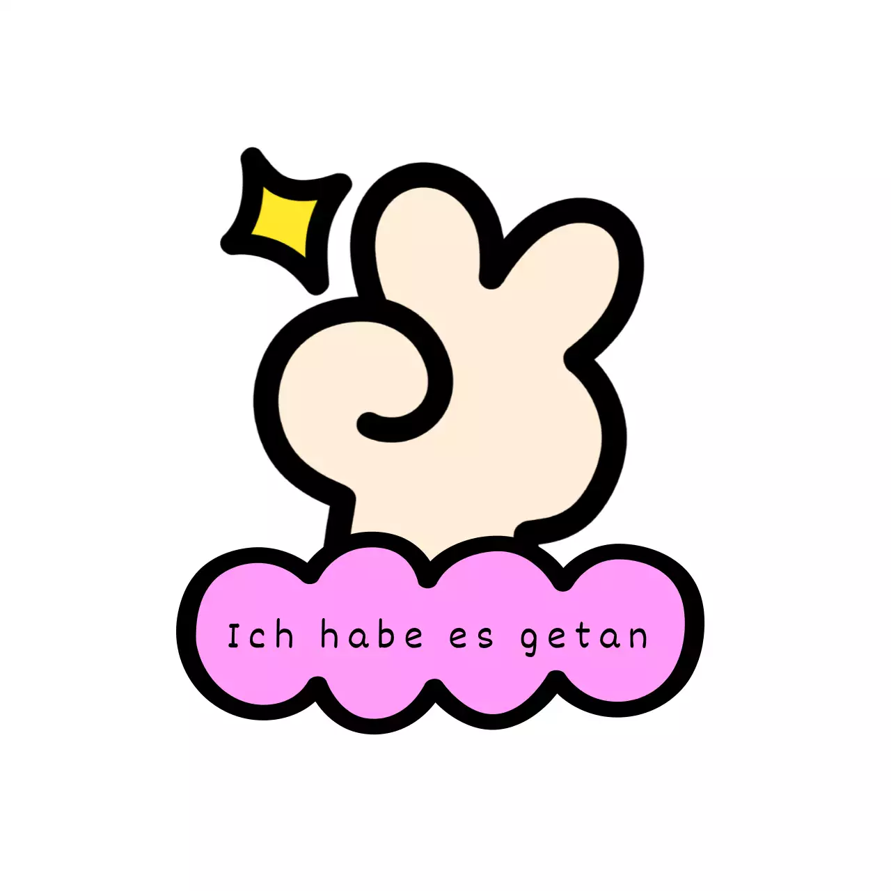 Niedlicher Cheerleading-Artikel mit einer vibrierenden Hand, Glitzer und wolkenähnlichen Formen