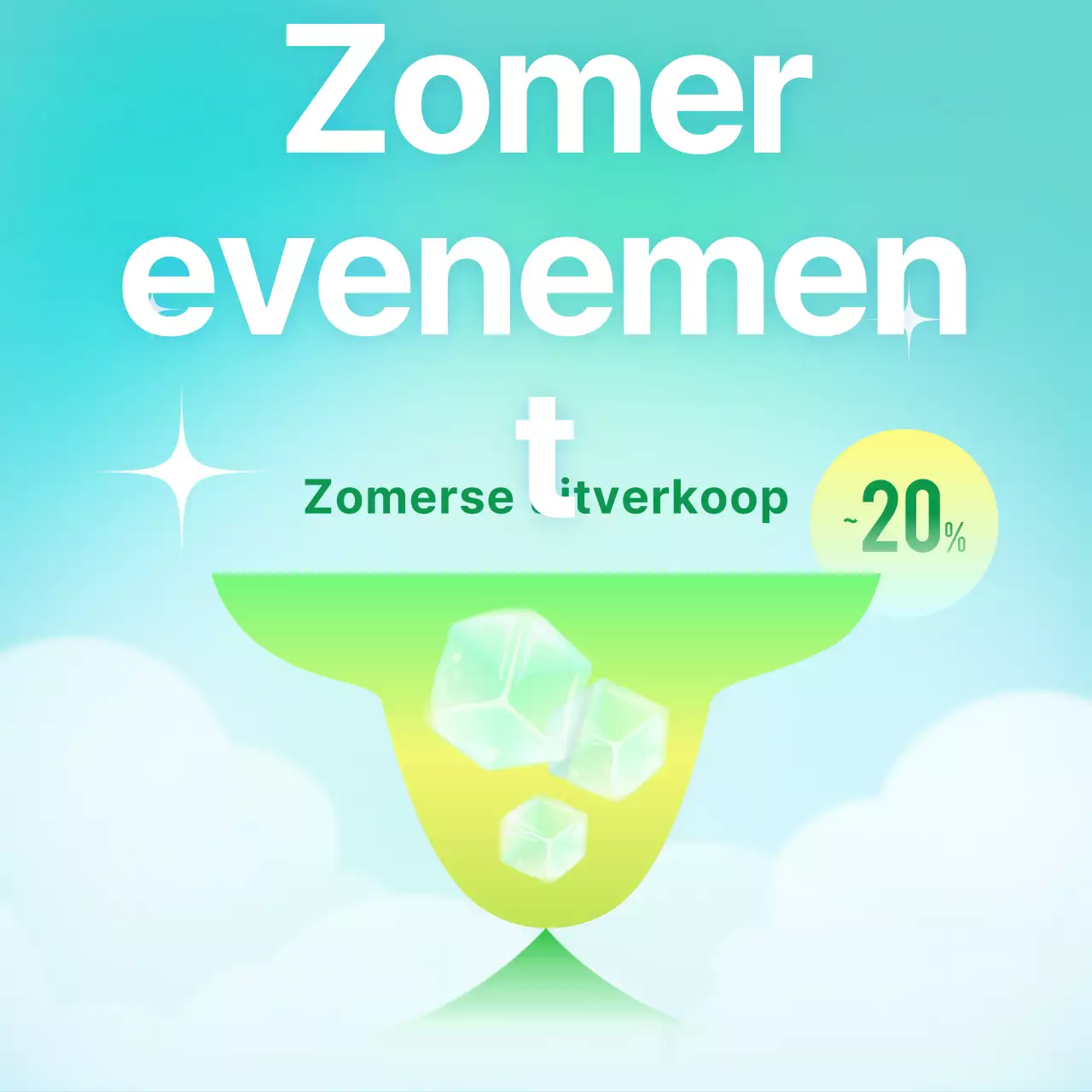 Pop-stijl zomerevenementadvertentie in mint en blauw