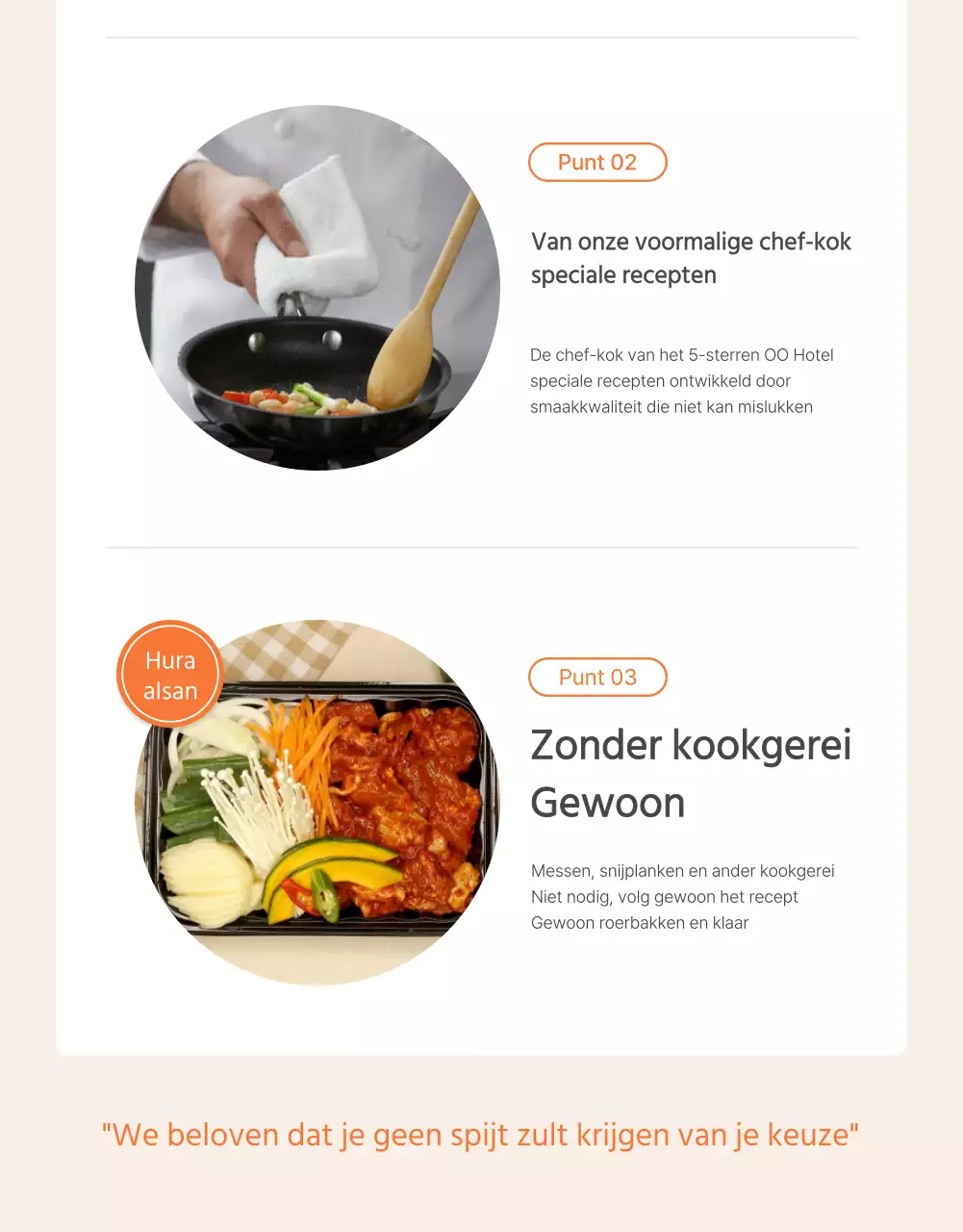 Bevorderen van basismaaltijdenpakket voedselcontrolepunten van oranje en ivoor
