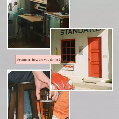 Un voyage de vacances d'été vintage en rouge et gris