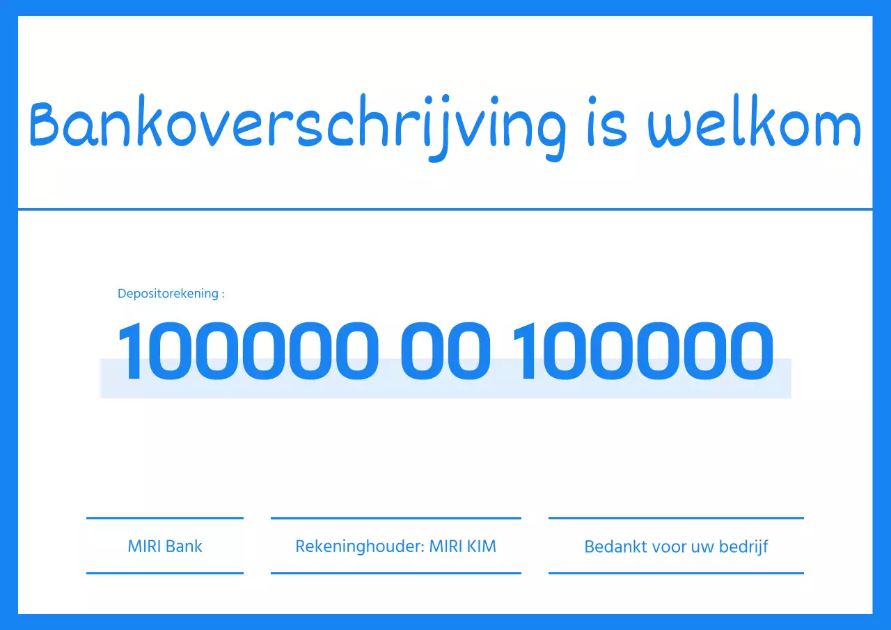 Een eenvoudige lichtblauwe en witte kennisgeving van automatische incasso