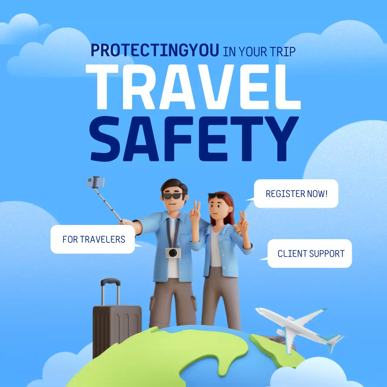 Blue Modern Travel Promotion Social Media Post