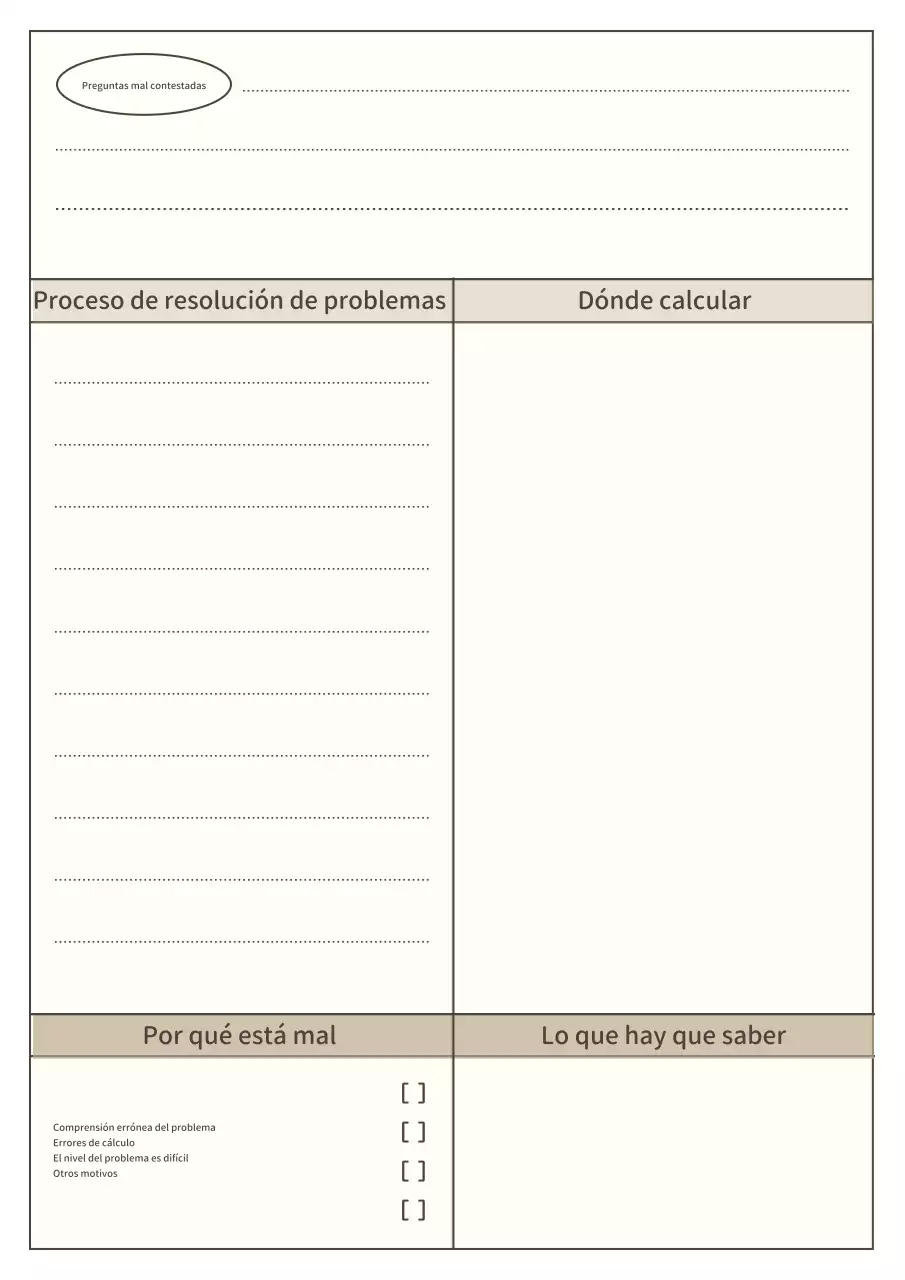 Un sencillo planificador de respuestas en marfil y marrón