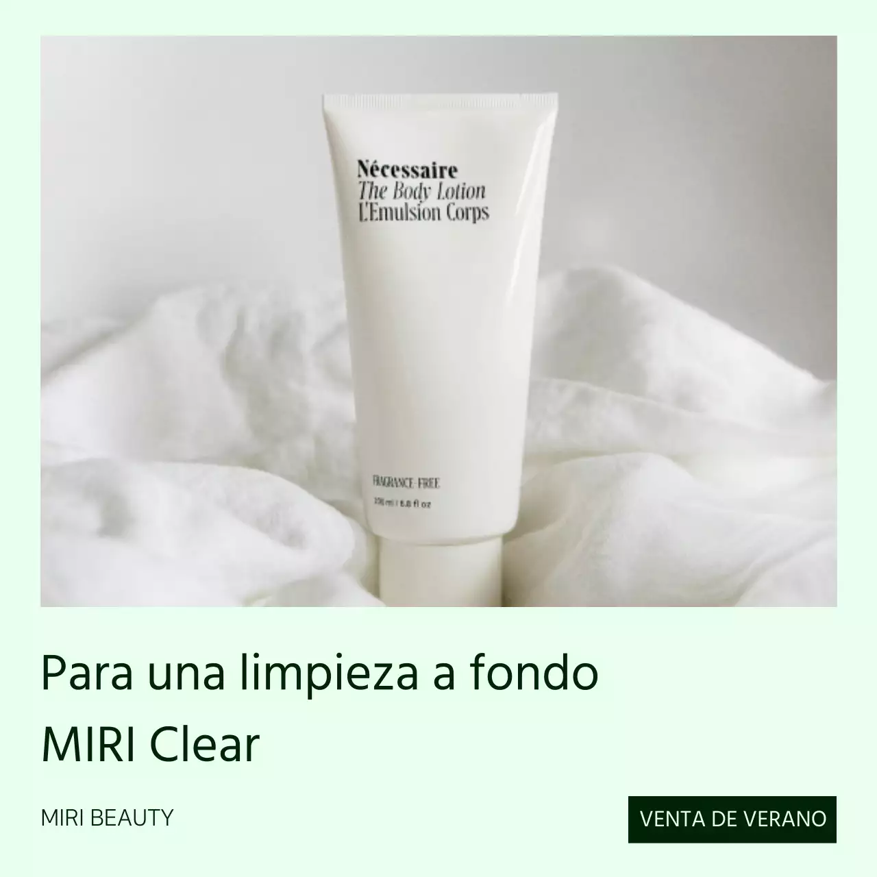 Un minimalista puesto de venta de cosméticos de verano en verde y blanco