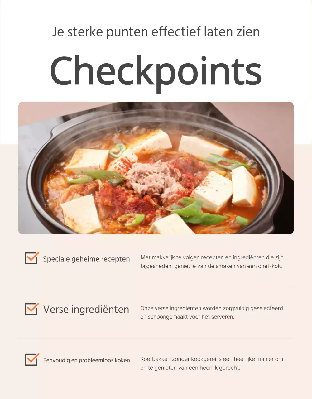 Bevorderen van basismaaltijdenpakket voedselcontrolepunten van oranje en ivoor