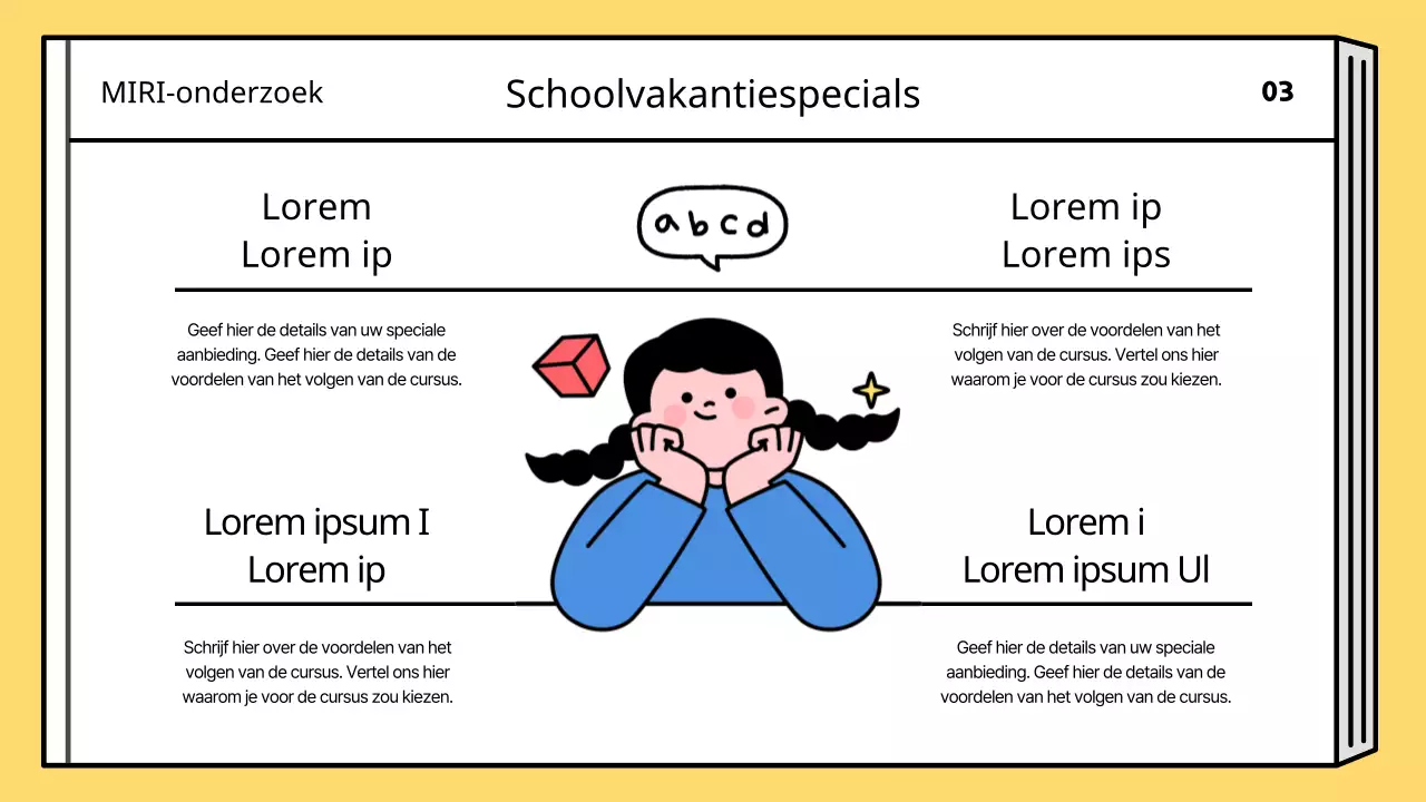 Een eenvoudig geel-blauw lesplan voor de zomervakantie