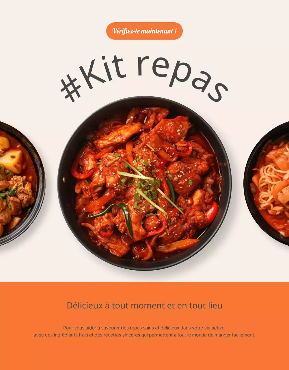 Promouvoir le kit alimentaire de base - photos de mise en page orange et ivoire