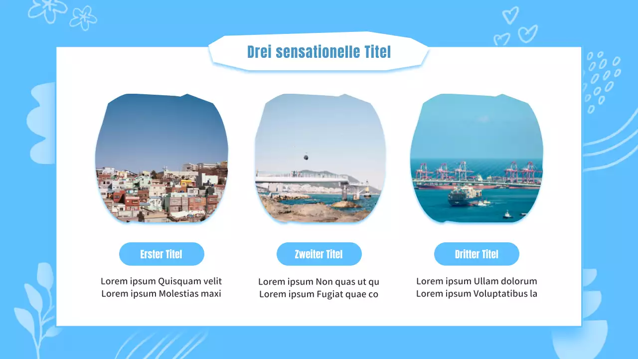 Eine kitschige, hellblau-weiße Präsentation eines Busan-Viertelführers