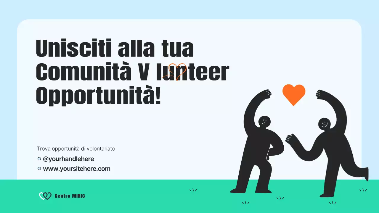 Un moderno prospetto di servizio alla comunità in azzurro e arancione
