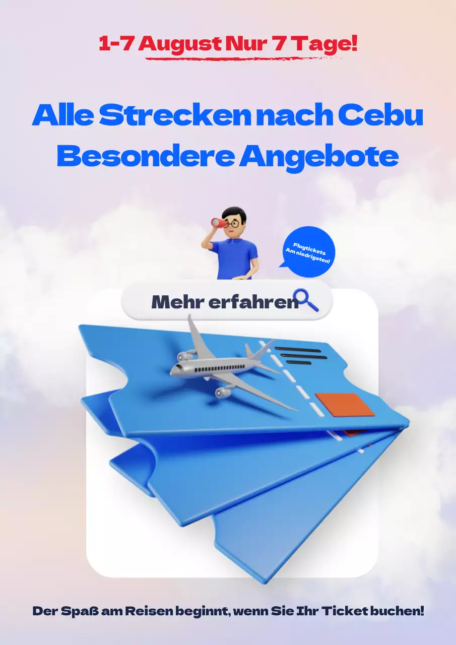 Ein hübsches blaues und lila Flugangebot