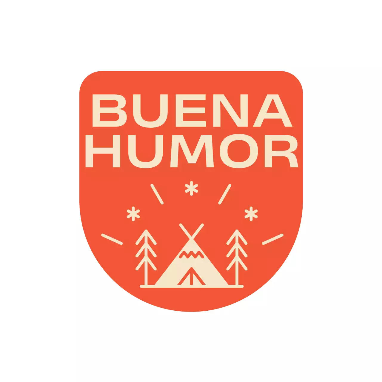 Artículos de camping con formas arqueadas e ilustraciones de camping