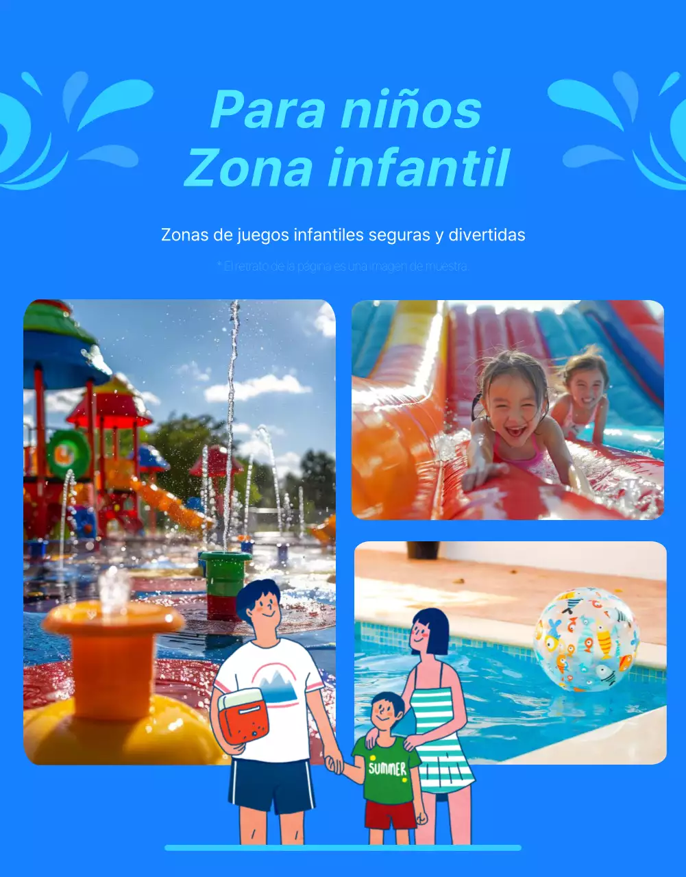 Promocionar un parque acuático hotelero de moda en azul
