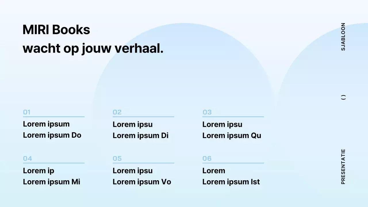 Minimalistisch boekvoorstel in lichtblauw en mint