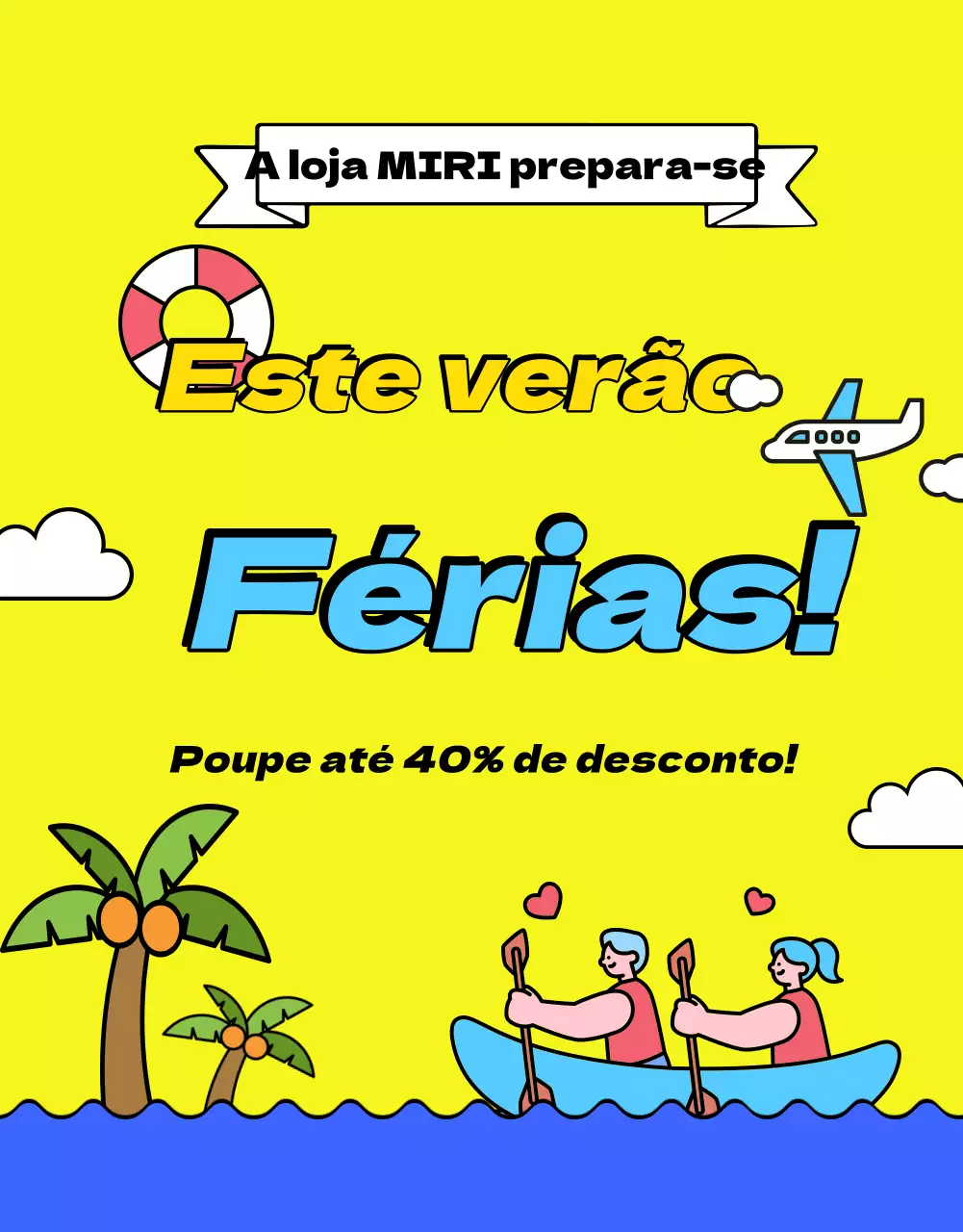 Promover a venda de artigos de verão amarelos e azuis