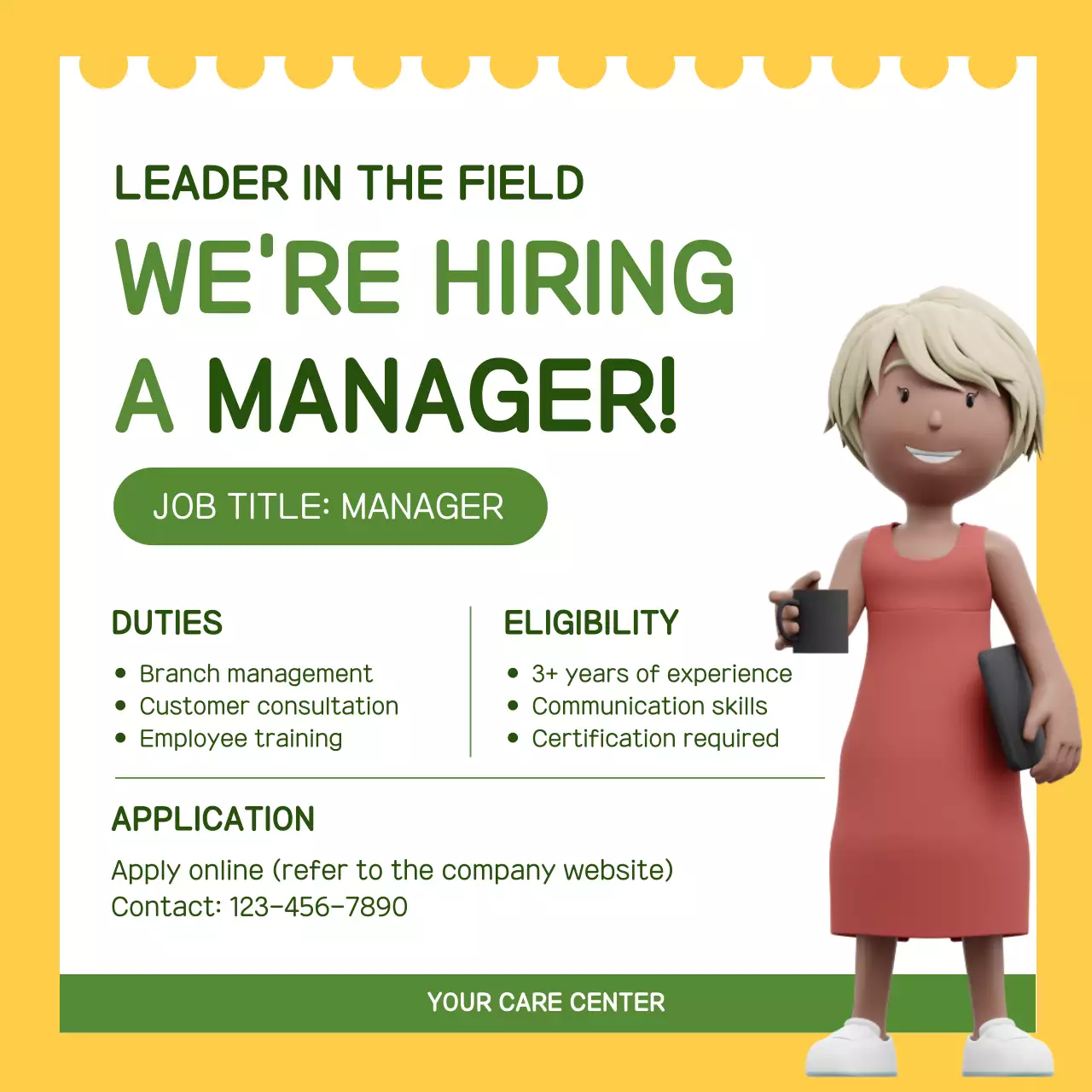 Yellow Modern Job Posting Social Media Post