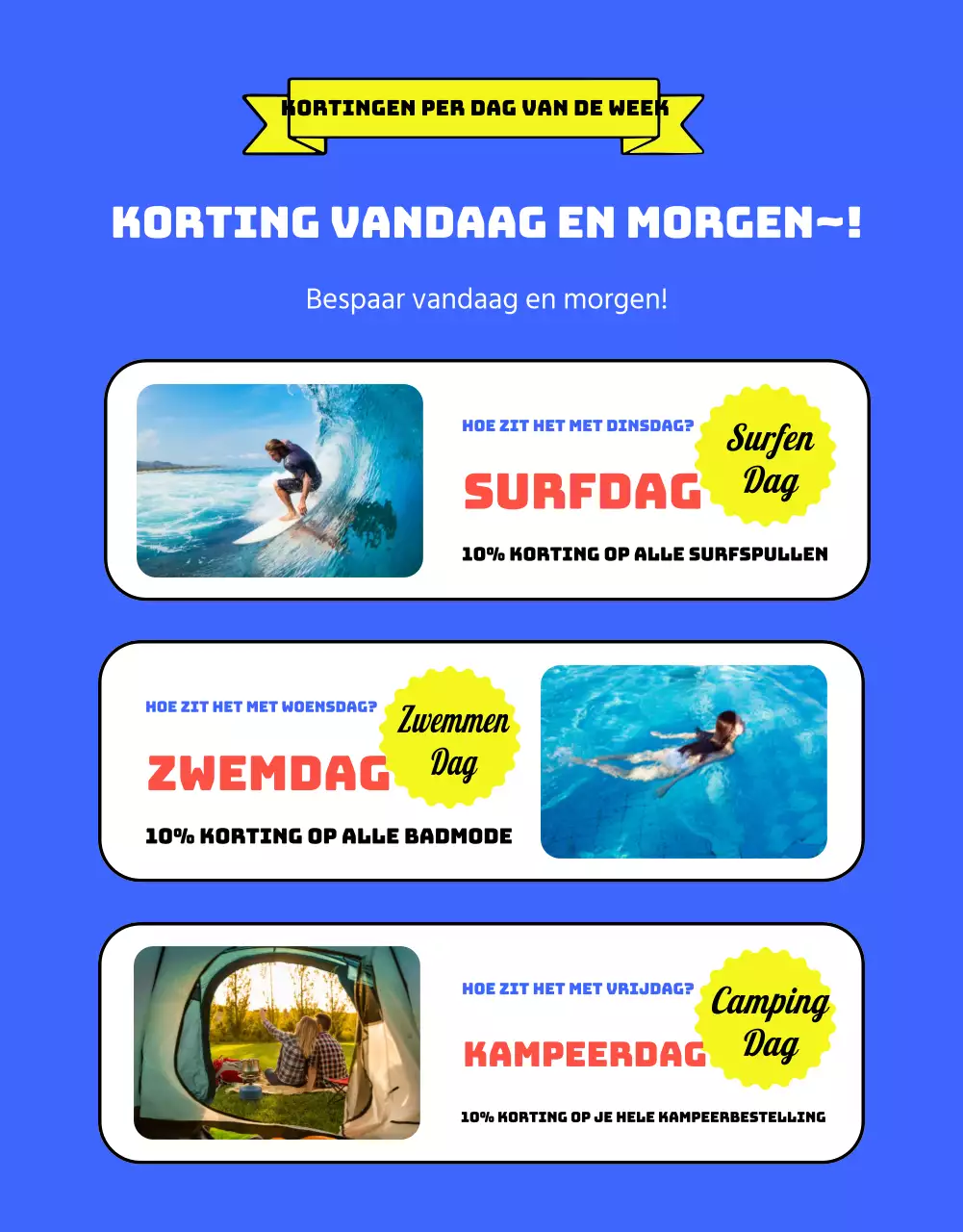 Promoot de verkoop van gele en blauwe zomerartikelen