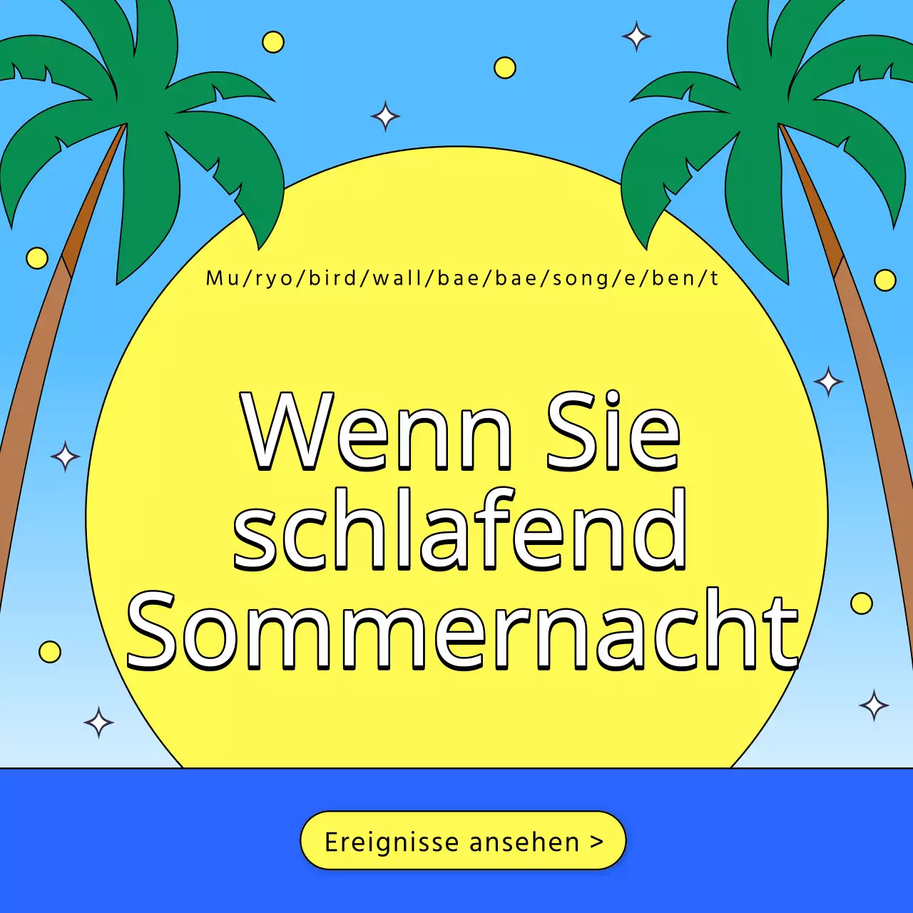 Eine Sammlung von Miniaturansichten von Sommerveranstaltungen mit einem Schwerpunkt auf Hellblau und Pink