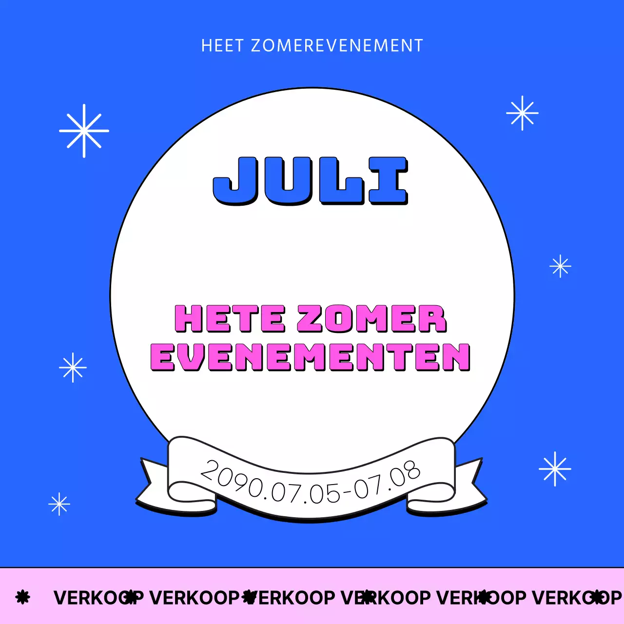 Een verzameling miniaturen van zomerevenementen met de nadruk op lichtblauw en warmroze