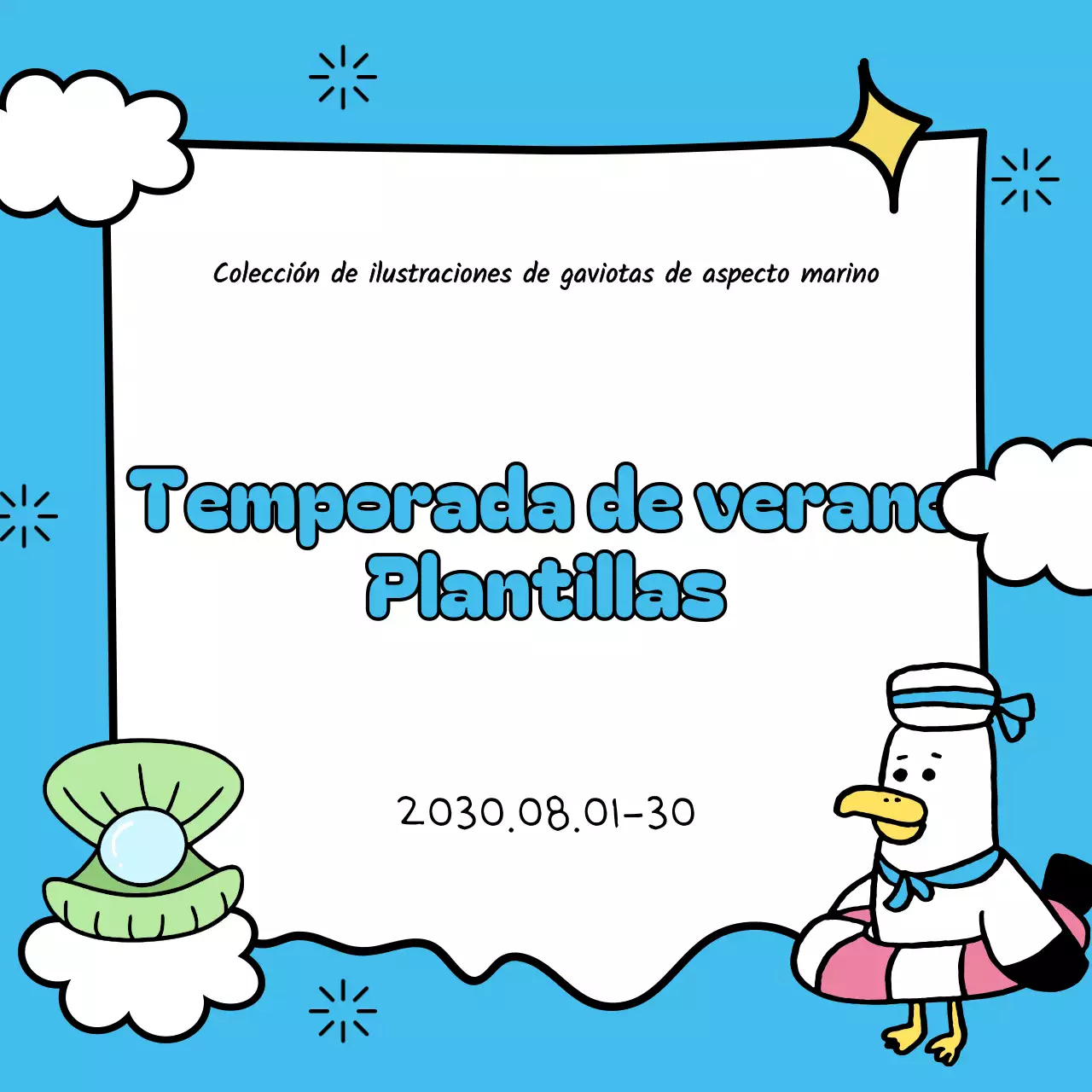 Una colección de bonitos títulos veraniegos en amarillo y azul claro
