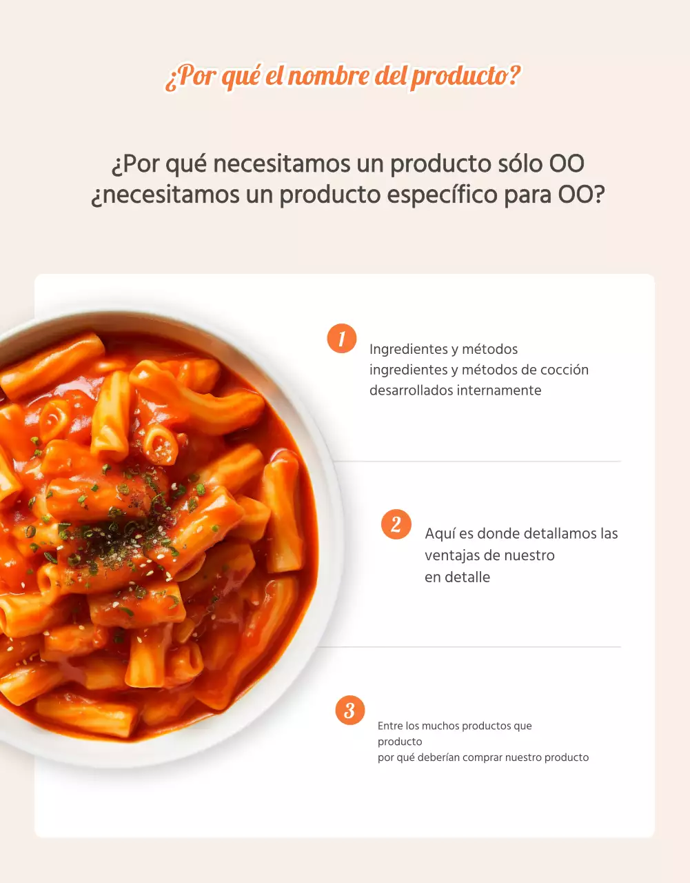 Promover la página de introducción de alimentos del kit básico de comida naranja y marfil