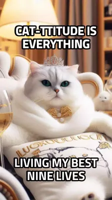 White Luxury Cat Meme Instagram Post