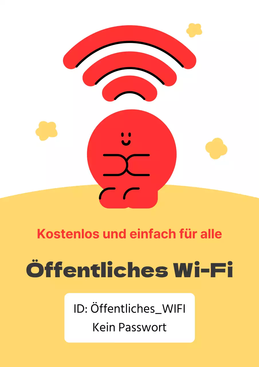 Rote und gelbe Wifi-Zonen-Ankündigungen