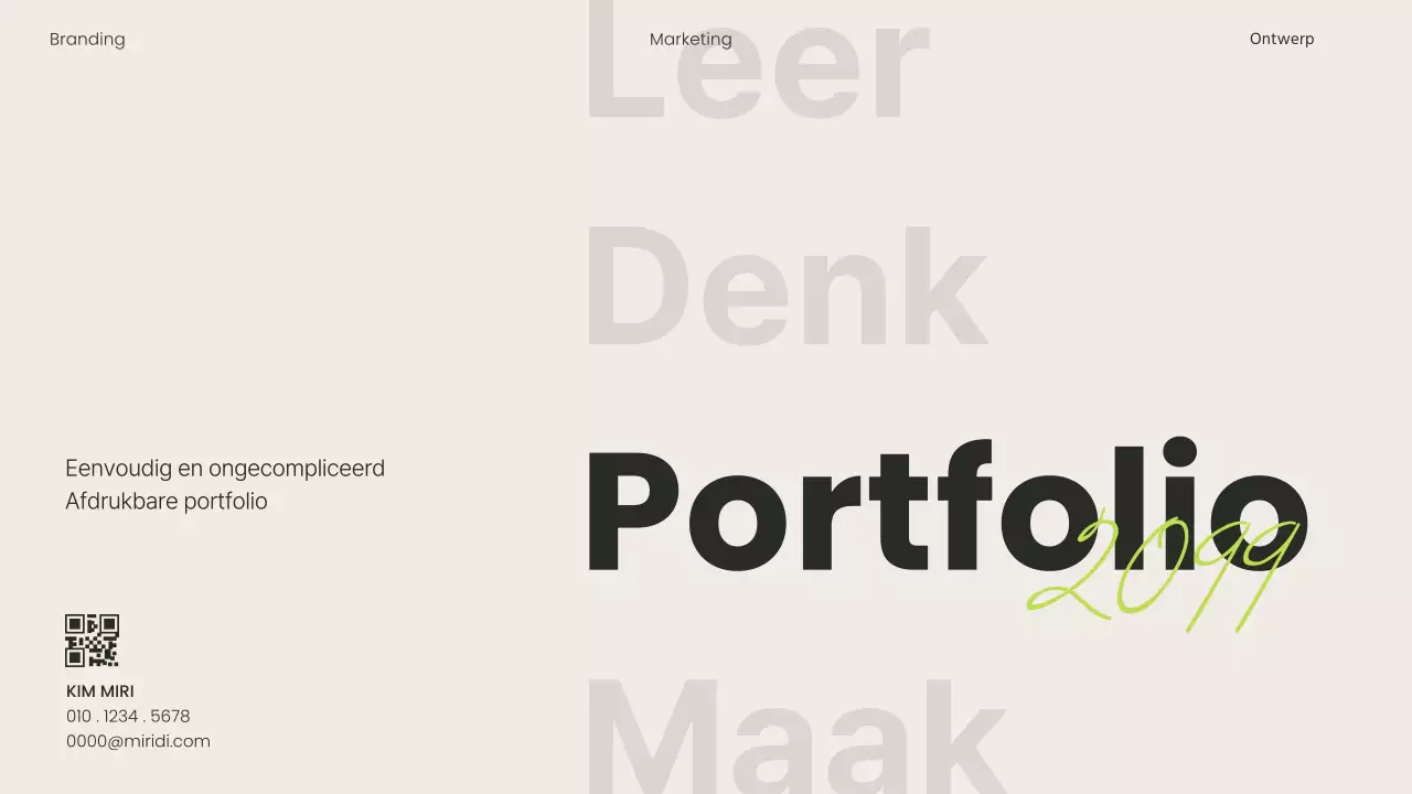 Een eenvoudige carrièregerichte printbare portfolio in limoengroen en zwart