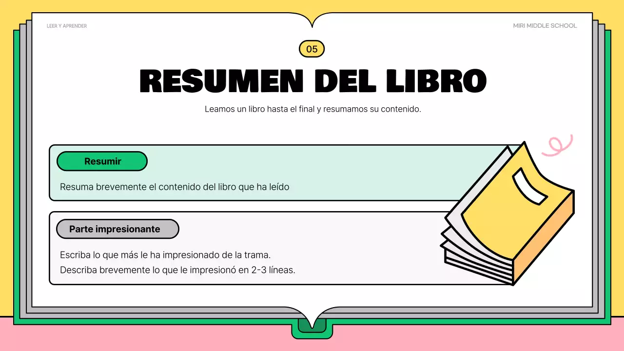 Bonito material de lectura rosa y verde