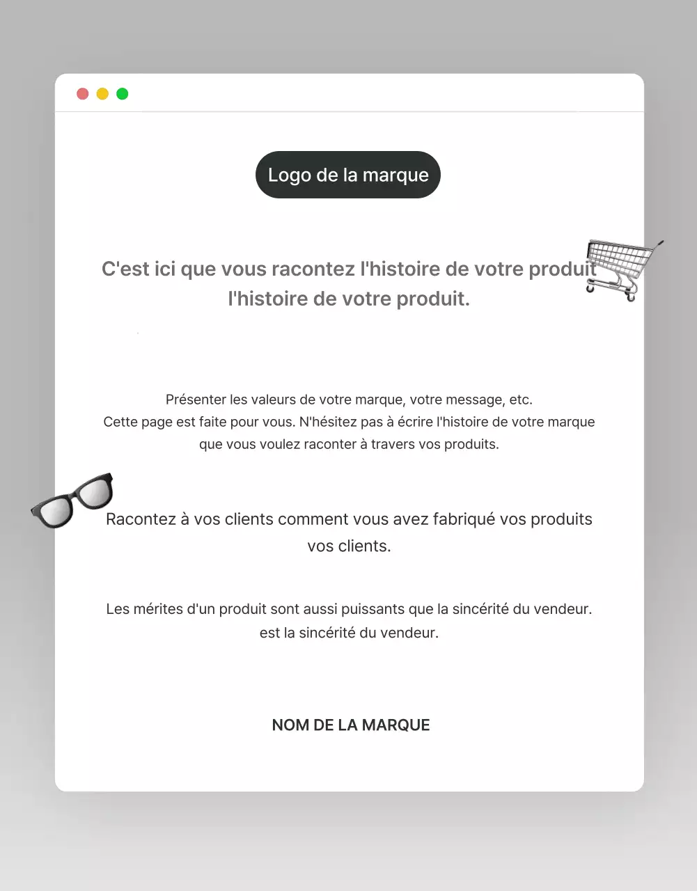 Faites la promotion de votre page d'introduction dans un centre commercial branché en gris et bleu clair