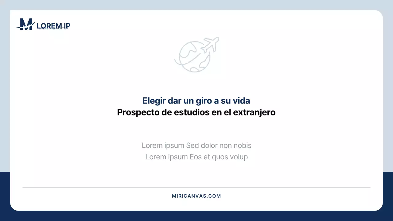 Un sencillo folleto de estudios en el extranjero en azul marino y gris