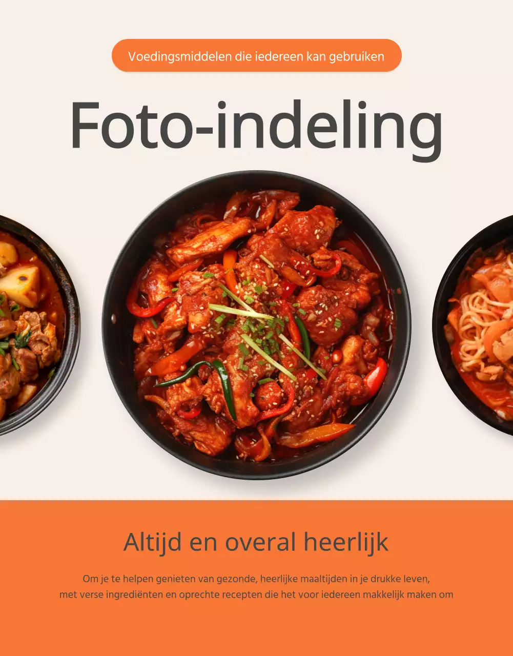 Promoot basisvoedselkit fotolay-outs in oranje en ivoorkleur