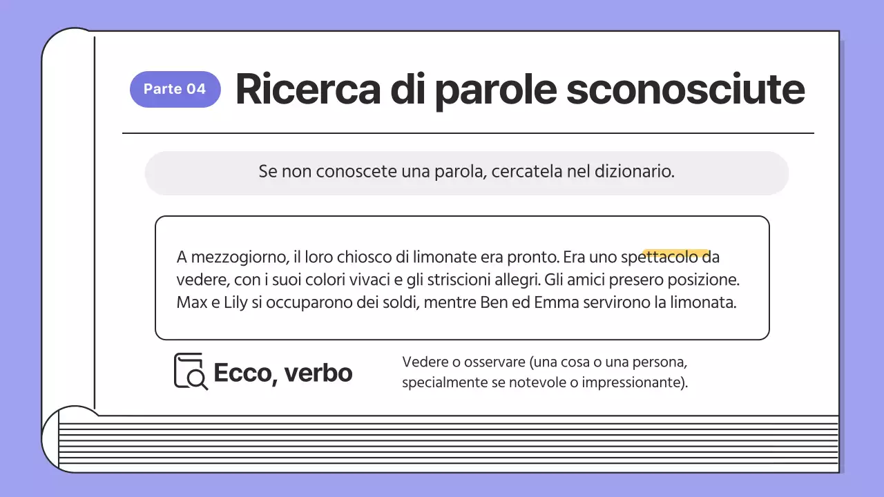 Lezioni di lettura semplice in viola e nero