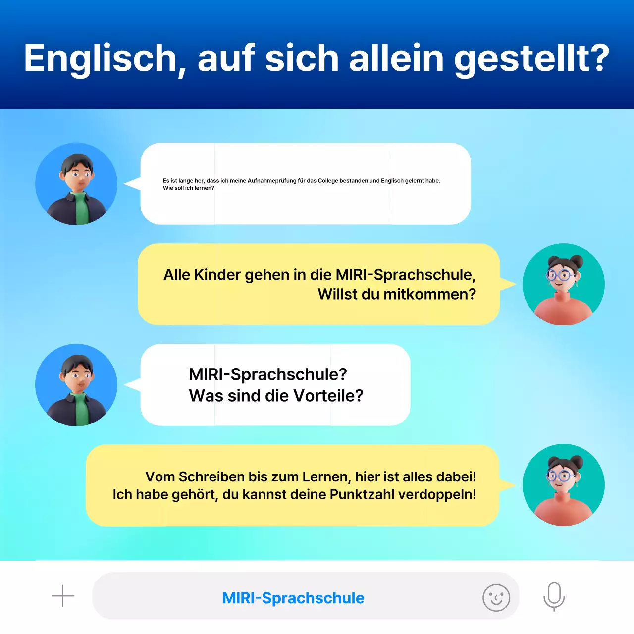 Blauer und mintfarbener Akzentstil zur Förderung der TOEIC-Sommer-Sondervorlesungen