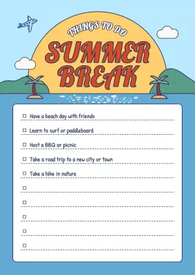 Blue Retro Summer Checklist Poster