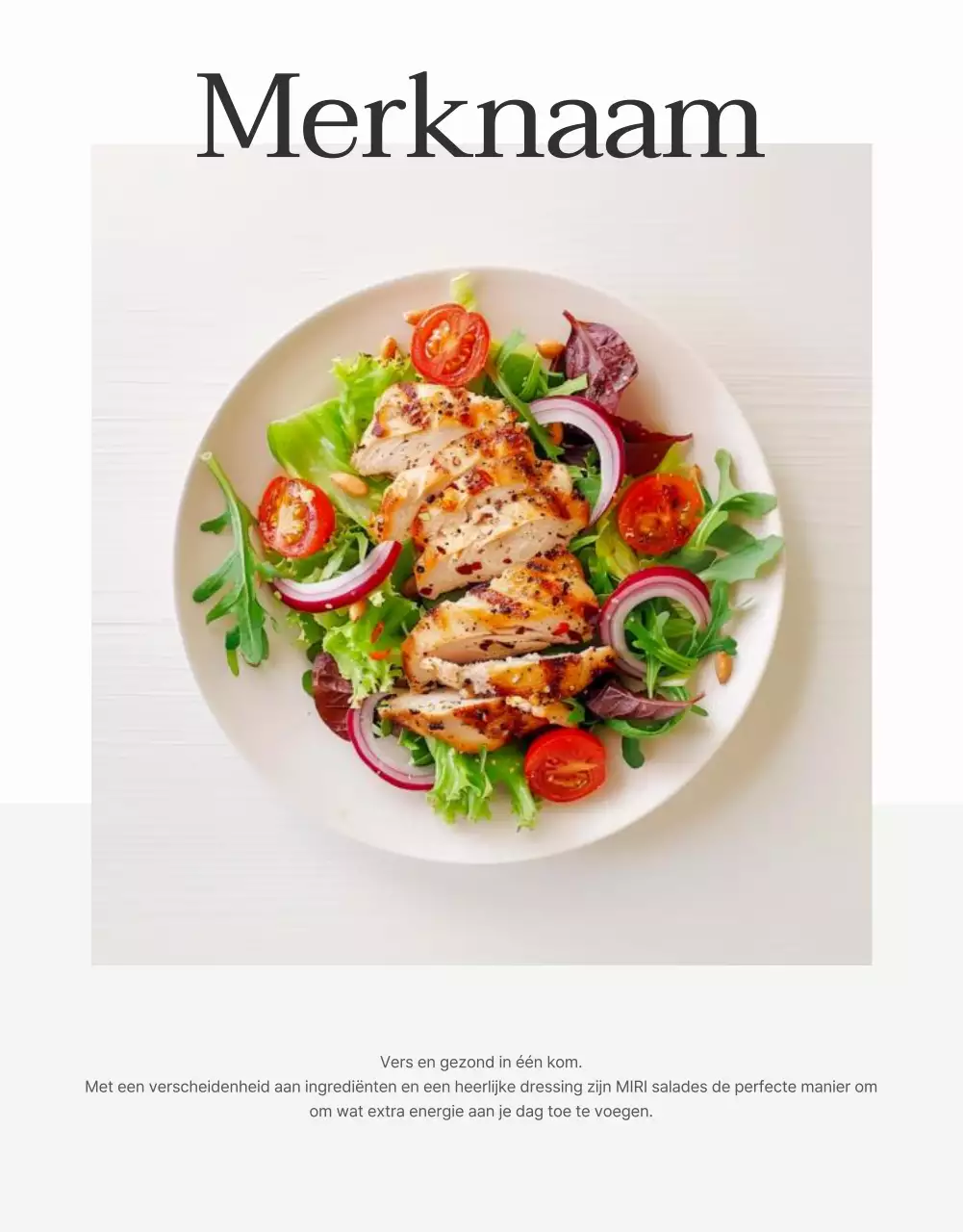 Promoot een eenvoudige salade fotolay-out in wit en chartreuse