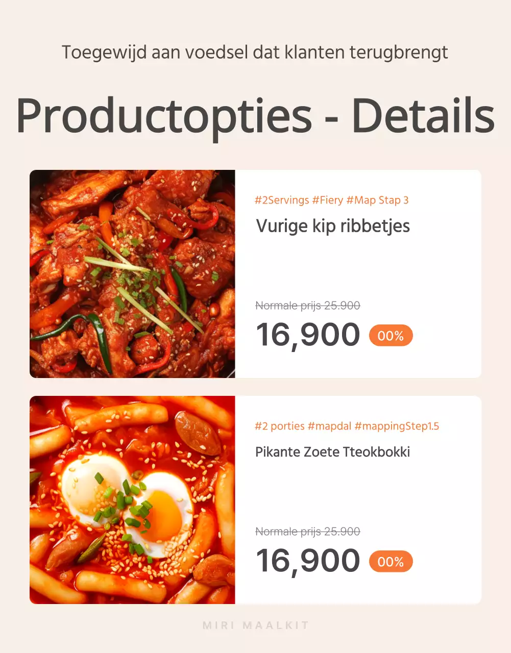 Beschrijf en promoot basismaaltijden in Orange en Ivory